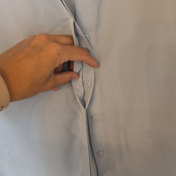 H&M, Button up blouse, powder blue, size 2 - Picture 13 of 15